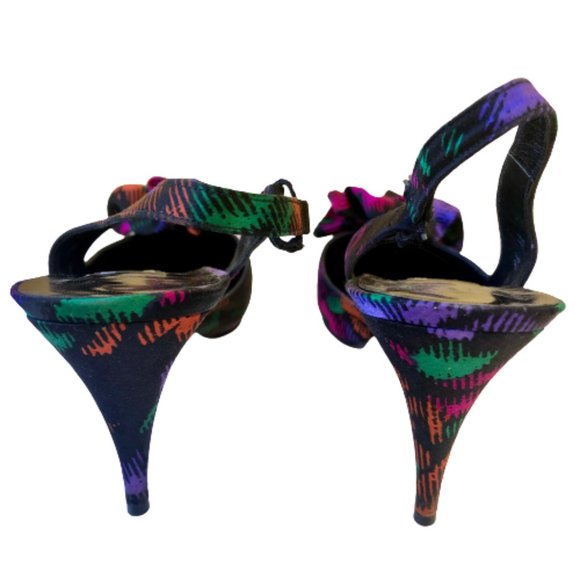 Stuart Weitzman for Mr Seymour Slingback Pump size 8.5 AA Multi-Color Bow - Picture 11 of 12